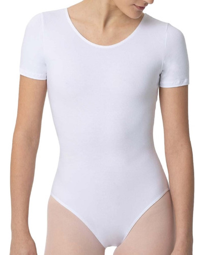 Body Leotard Algodón Manga Corta - Blanco