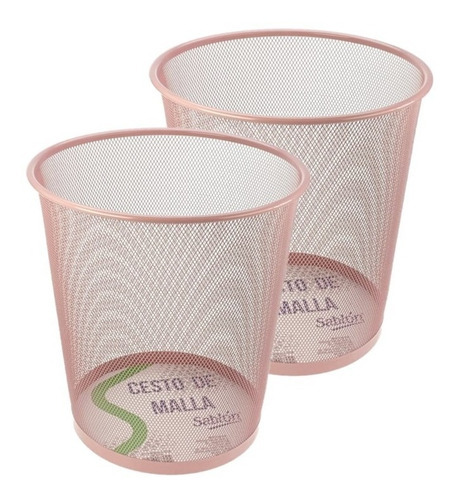 2 Pack Bote De Basura Redondo 12.5l De Malla Mesh Oro Rosa