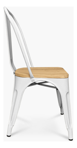 Pack 4 Sillas Tolix Asiento Madera Blanco Form
