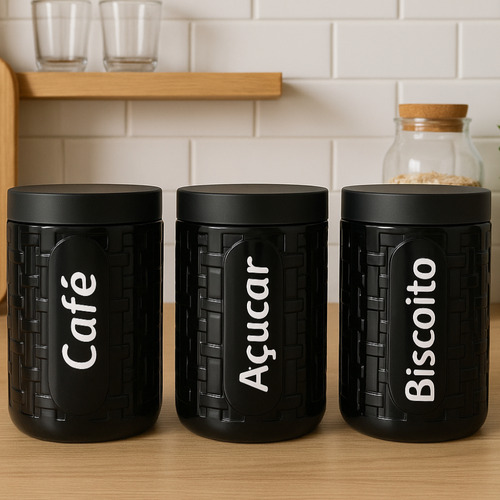 Kit 2 Potes Porta Café E Açúcar 1,5lt Cantinho Do Café Cores