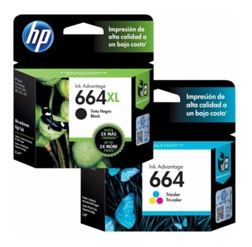 Cartucho Hp 664xl Negro + 664 Color Original 2135 2675 Combo