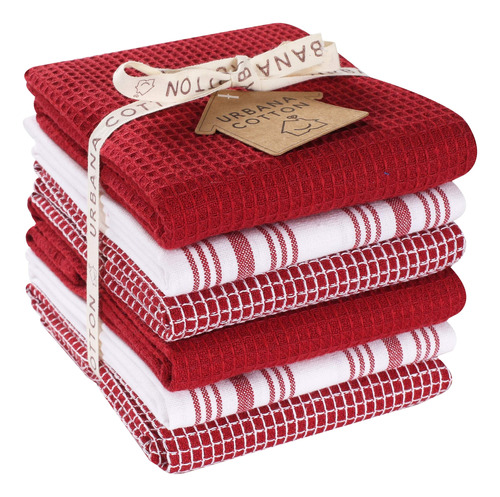 Urbana Cotton Juego De 6 Toallas De Cocina Surtidas, Suaves,