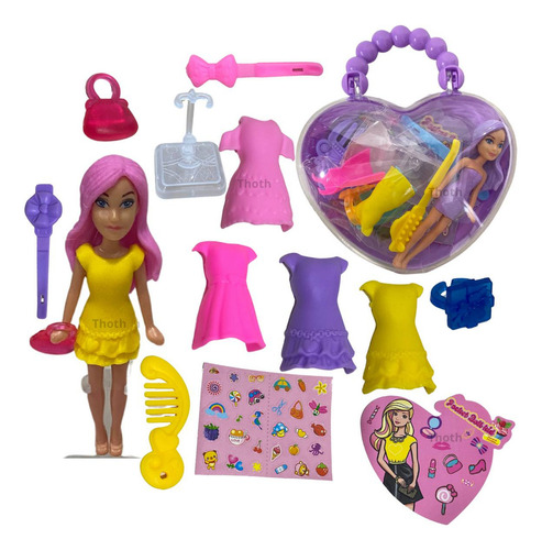 Boneca Troca Roupa Com Acessórios Vestidos Brinquedo Bonita