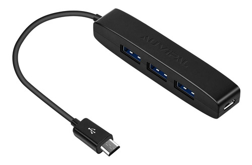 Hub Micro Usb Otg Auvipal | 3 Puertos Usb + Carga | Negro