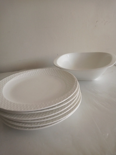 Imagen 2 de 4 de Vajilla Platos Y Ensaladera De Porcelana Sam&squito