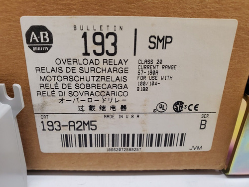 New In Box! Allen-bradley 57-180a Overload Relay 193-a2m Ccm