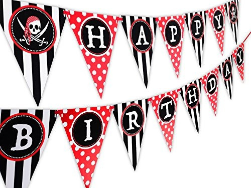 Banderín De Banner Feliz Cumpleaños Pirata