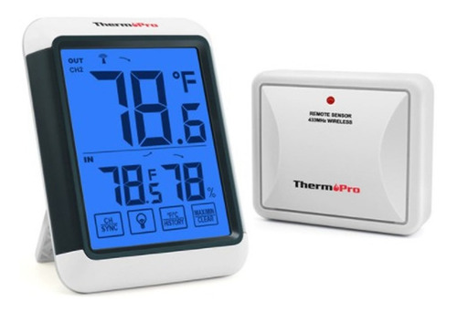 Imagen 1 de 5 de Termómetro Higrómetro Dual Interior Exterior Thermopro Tp-65