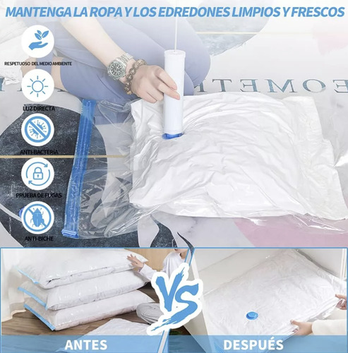 Set X4 Bolsas Valija Vacio Ropa 50 X 70 Viaje + Aspi Bomba