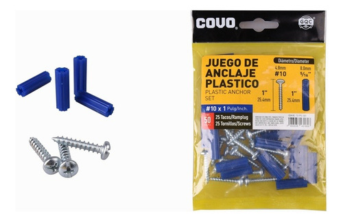 Ramplug Anclaje Azul Con Tornillo 5/16 Covo (paqt X 50)