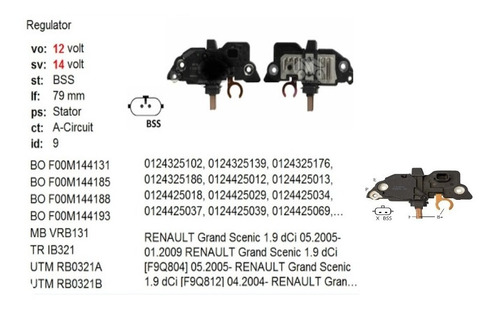 Regulador Voltaje Tipo Bosch Renault Clio 1.2 Fluence Scenic