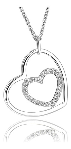 Eleganzia Collares De Corazón De Plata De Ley Para Mujer, Co