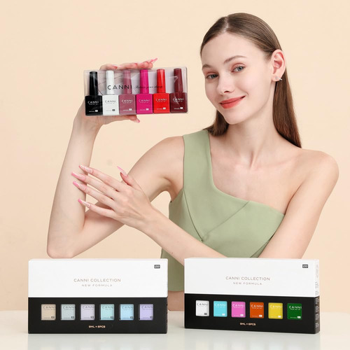 Conjunto De Esmaltes Em Gel Canni 9 Ml Sem Hema, 6 Cores Soa