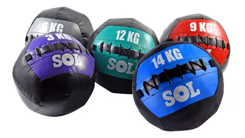 Imagen 2 de 3 de Pelota Con Peso Funcional Medicine Ball 6 Kg Pesas Sol
