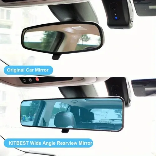 Espejo Retrovisor Panorámico Azul De Ajuste Universal, 30 Cm