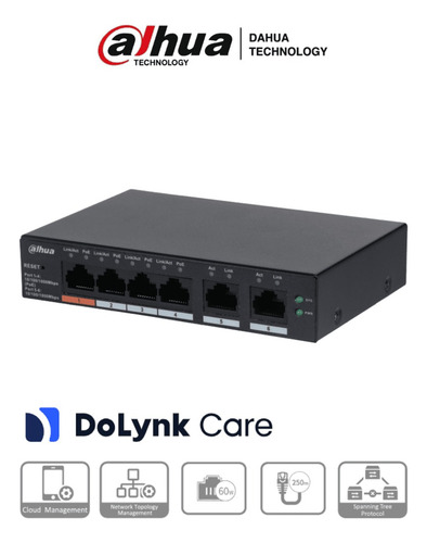 Switch 4 Puertos Poe 10/100/1000/ 2 Puertos Uplink 12 Gbps