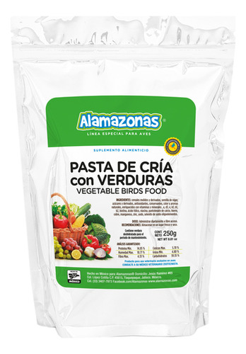 Kit 2 Pasta De Cría Con Verduras 250g Canary Alamazonas