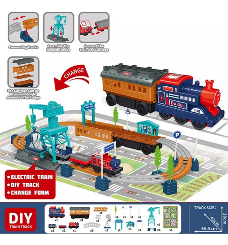 Imagen 2 de 5 de Pista De Tren Locomotora Electrico Juguete Para Niños