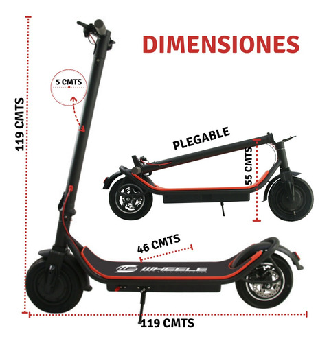 Imagen 3 de 10 de Monopatín Eléctrico Wheele Smart Power 450w +app