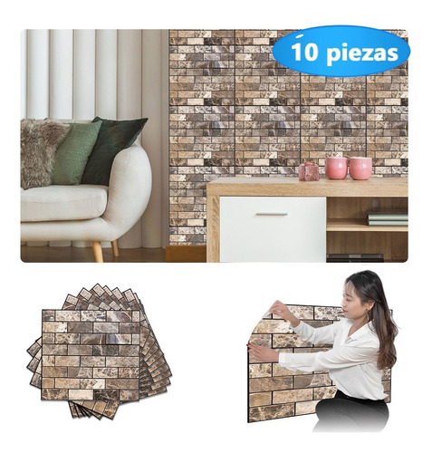 Papel Tapiz De Pared Autoadherible Diseño Azulejo 3d De Pvc