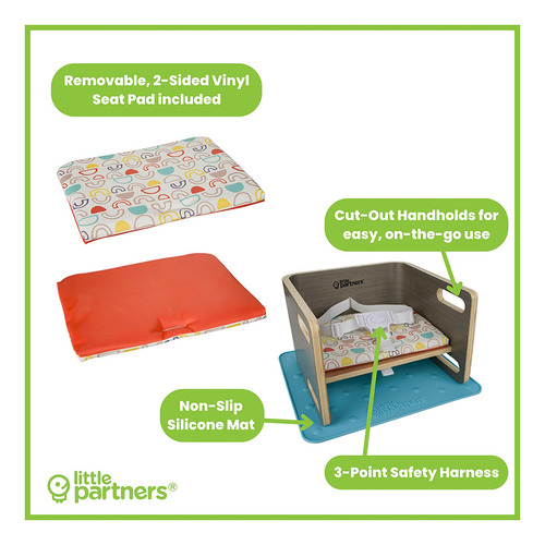 Asiento Elevador Madera 3 En 1 Niños Pequeños, Taburete, Coj