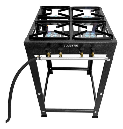 Fogão Industrial Alta Pressão 4 Bocas Com Mangueira Rancho 127/220v