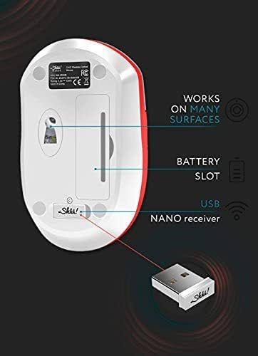 Shhhmouse Mouse Óptico Móvil Inalámbrico, Silencioso, Silenc