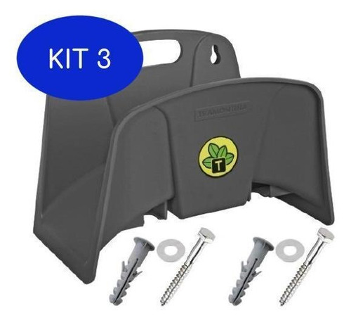 Kit 3 Suporte Plástico Enrolador De Mangueira