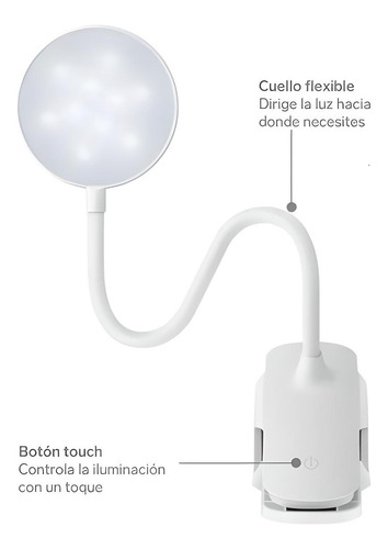 Lámpara Led Con Batería Recargable De Cuello Flexible