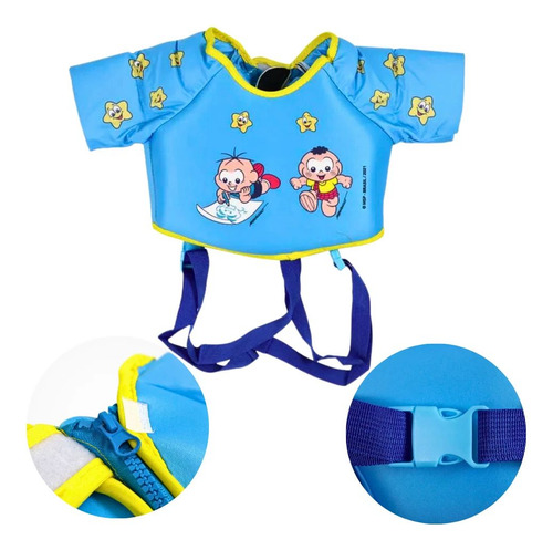 Colete Infantil Com Mangas Para Natação Azul Piscina E Praia