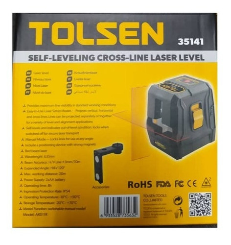 Medidor Nivel Laser Horizontal Vertical Cruzado Tolsen
