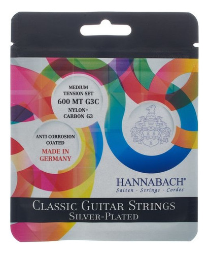 Encordado Hannabach 600 Mt G3c Para Guitarra Criolla Media T