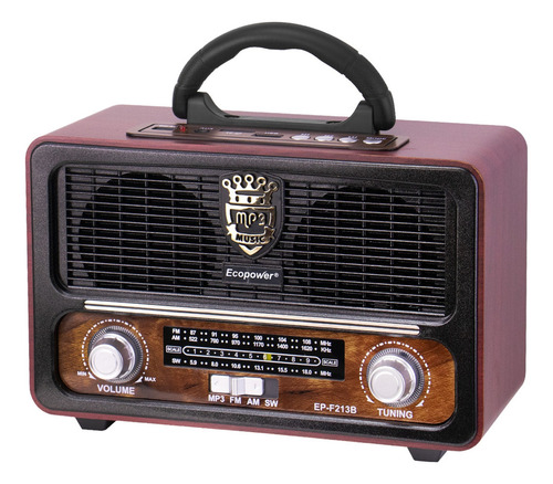 Rádio Retrô Vintage Portátil Ecopower Am/fm/sw Bluetooth Usb Cor Amarelo 110v/220v