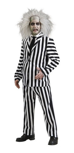Imagen 5 de 5 de Disfraz Beetlejuice Fantasma Con Accesorios Adulto Hombre