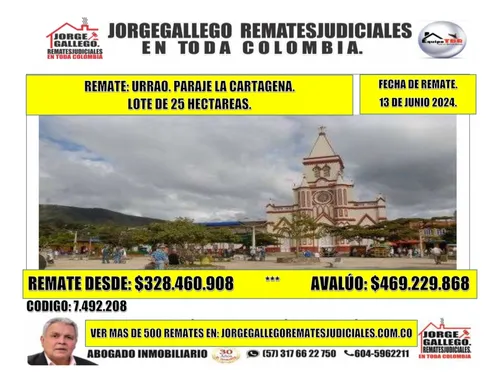 Remate: Urrao. Paraje La Cartagena. Lote De 25 Hectareas.