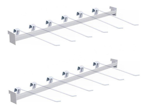 2 Réguas Gôndola 91cm + 12 Ganchos Simples 30cm Sa Gôndolas