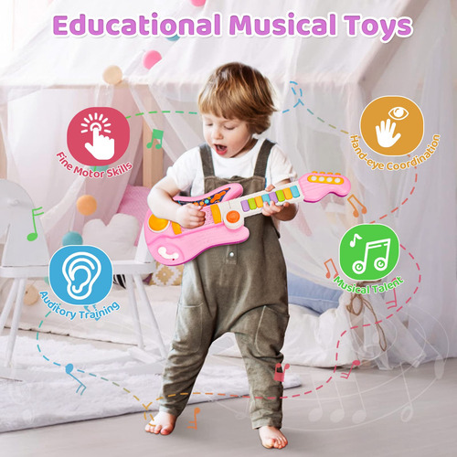 Instrumento Musical Twfric Kids, Guitarra Eléctrica 2 En 1,