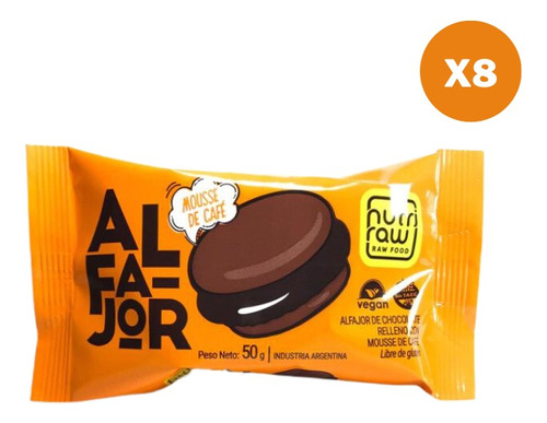 Alfajor Nutri Raw Choco Mousse De Café 50 G - Caja X 8 Uds.