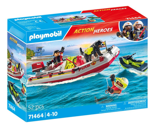 Bloques Playmobil Barco De Bomberos Con Aqua Scooter 70305