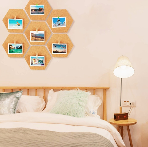 Panel Hexágono Corcho X 6 Plancha Corcho 4 Mm Decoración