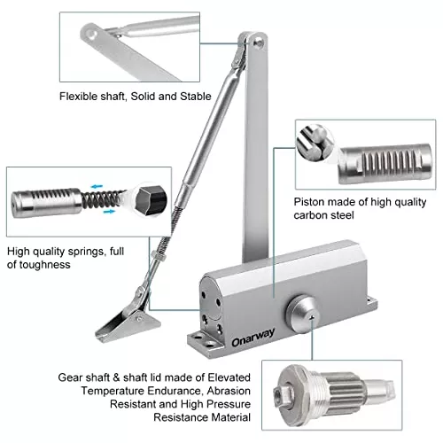 Onarway Cierre de puerta / cierre automático ajustable tamaño 3 resortes  hidráulico cuerpo de aleación de aluminio para uso residencial y comercial