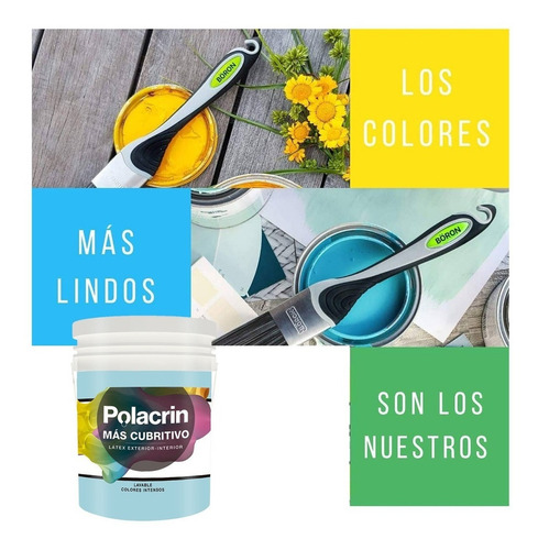 Imagen 6 de 10 de Pintura Premium Polacrin 10 Lts Latex Cubritiva Interior Ext
