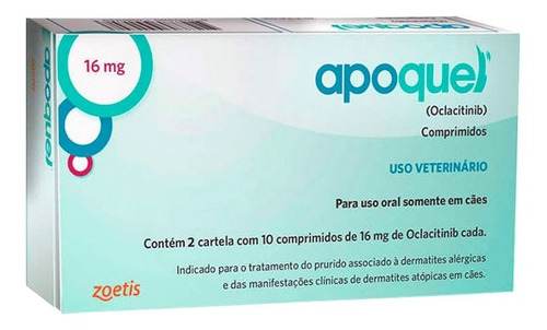 Imagem 2 de 3 de Apoquel Dermatológico Zoetis 20 Comprimidos 16 Mg