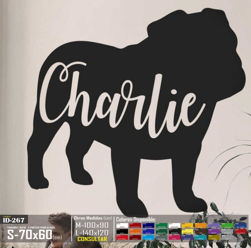 Vinilo Decorativo Perro Bulldog Con Nombre Personalizado