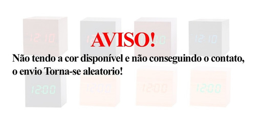 Relogio Digital E Despertador Led De Mesa Cubo Tipo Madeira