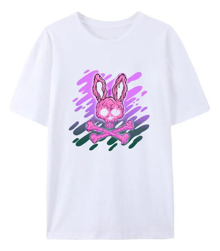 25 Playera De Manga Corta Con Estampado Psycho Cartoon Bunny