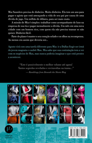 A garota do calendário: Agosto, de Carlan, Audrey. A garota do calendário (8), vol. 8. Editorial Verus Editora Ltda., capa mole em português, 2016
