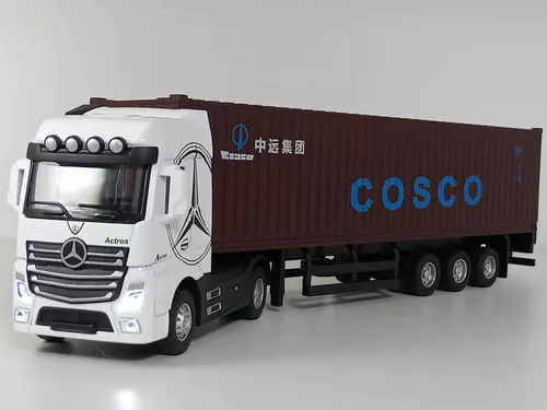 Miniatura Carreta Mercedes Benz Container Escala 1:50 Maersk AZUL