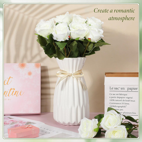 Hotop 20 Piezas De Flores Artificiales De Rosas Con Tallo La