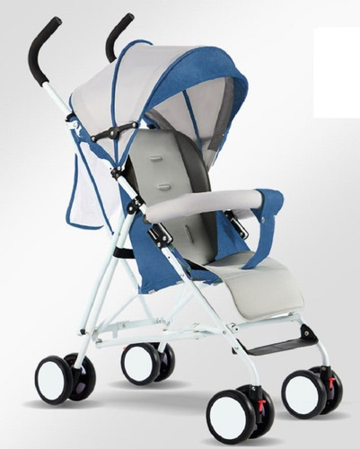 Coche Paseador Para Bebes Y Niños Cierre Facil Pd-701-2 Color Azul Chasis Blanco